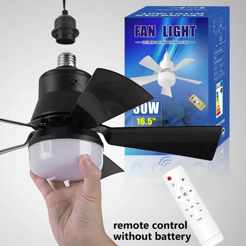 URGGU 30W LED Ceiling Fan E27 Remote Control Dimmable 3-Mode