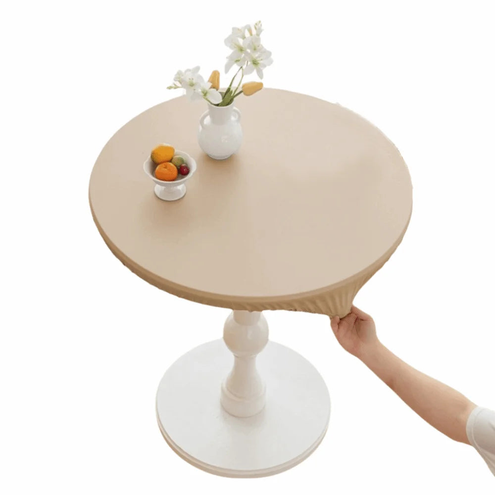 PU Leather Waterproof Stretch Round Tablecloth 60/80cm