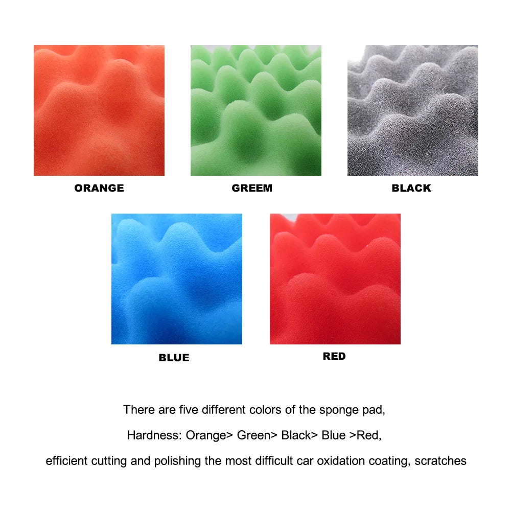 3" 5" 7" 80/125/180mm Polishing Sponge Pad Kit Car Polisher Soft Wave Foam Waffle Pad Car Wash Cleaning Detailing Tool Oasis Select