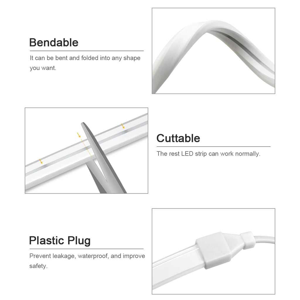 DC24V LED Neon Strip with PIR Motion Sensing Swtich 2m 5m 10m LED Real Silicone Tape Smart Night Lamp for Bathroom Bedroom Stair Oasis Select