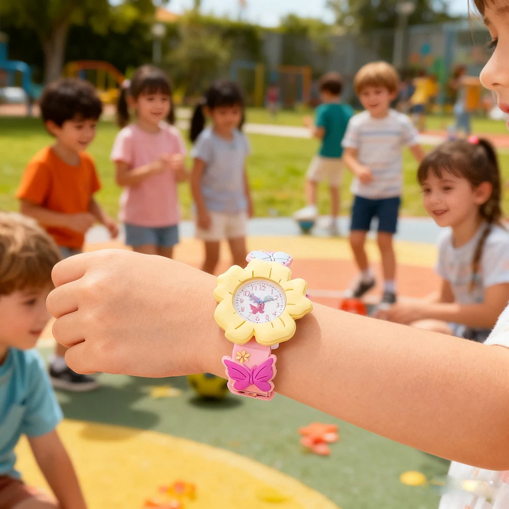 Kids Floral Silicone Watch – Waterproof Girls Quartz Wristwatch