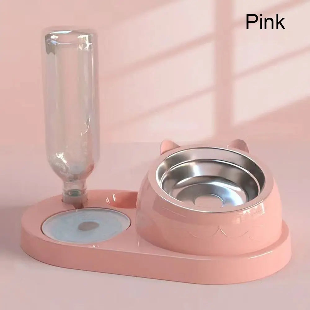 2-in-1 Cat Food & Water Bowl | Auto Refill Dry Wet Separation