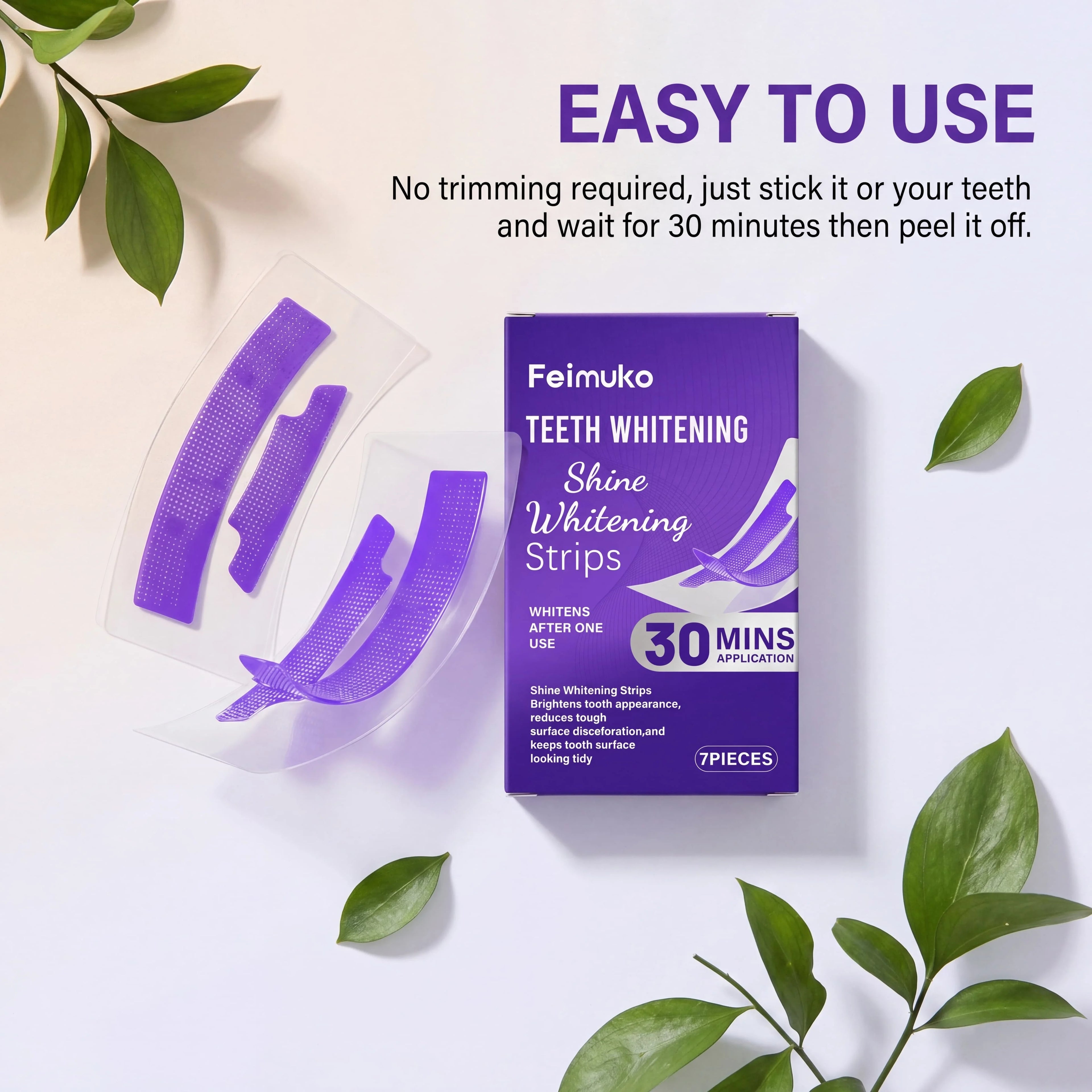 Purple Teeth Whitening Strips 30min Brighten Tooth Remove Plaque Stain Cleaning Oral Hygiene Strips Oasis Select
