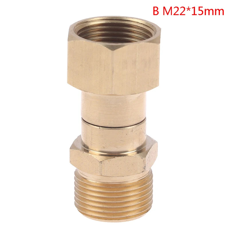 360 Degree Rotation Hose Sprayer Connector Brass High Pressure M22 14mm Thread Washer Swivel Joint Connector Hose Fitting Oasis Select B