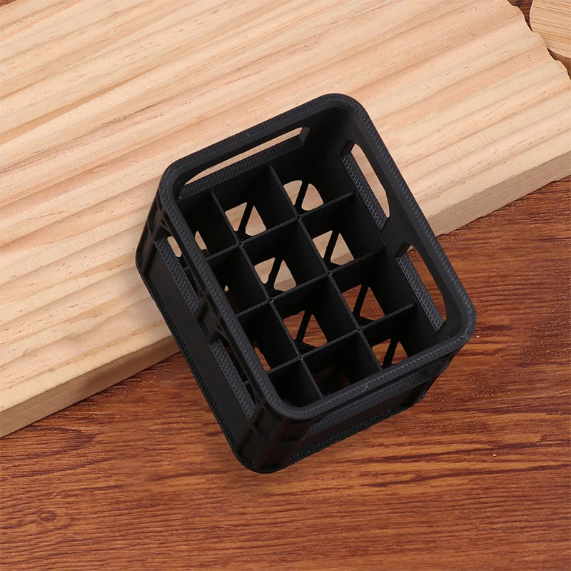 3D Printed Battery Storage Box DIY Beer Crate No. 5 AA No. 7 AAA Battery Stackable Storage Basket Oasis Select black 12 pcs AA