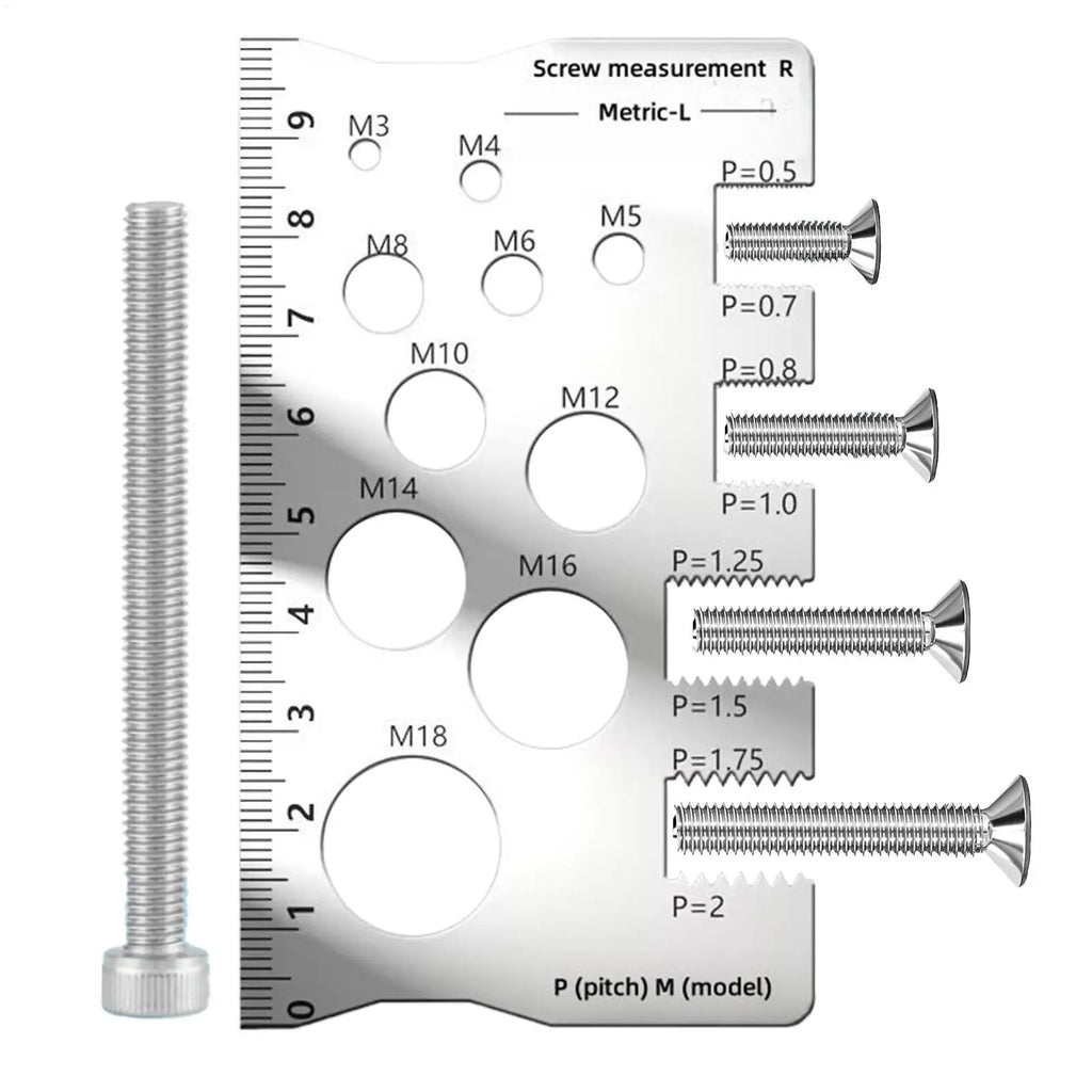 Thread Checker Bolt and Nut Gauge Stainless Steel Screw Sizing Tool for Woodworking Carpenters Engineers Construction Site Oasis Select