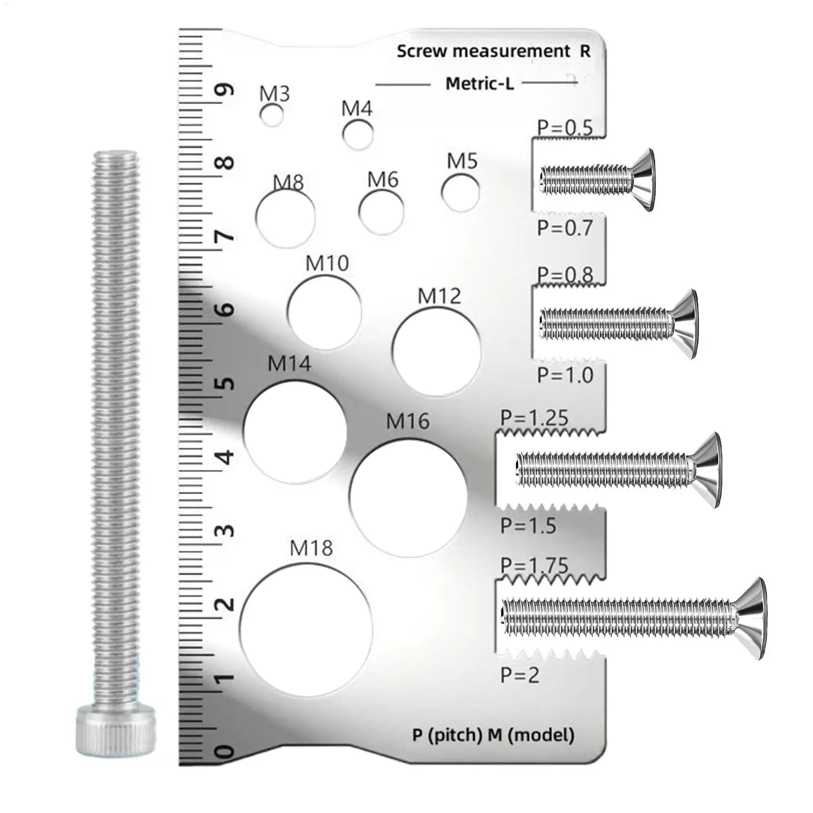 Thread Checker Bolt and Nut Gauge Stainless Steel Screw Sizing Tool for Woodworking Carpenters Engineers Construction Site Oasis Select