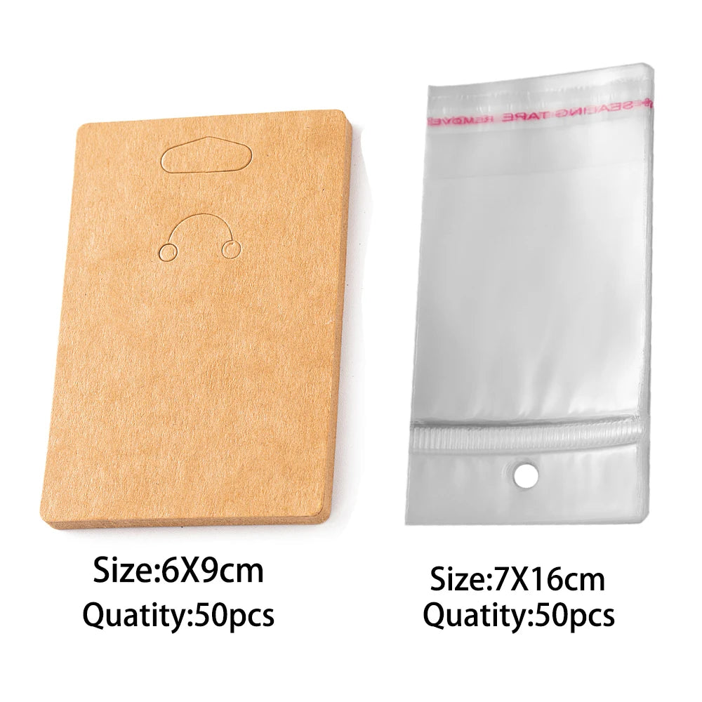 100pcs 6x9cm Keychain Display Card Packaging with Self-Sealing Bags For Bracelet Jewelry Wrapper Display Small Business Supplies Oasis Select Brown1