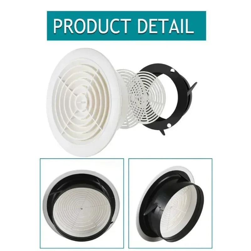 Round Air Vent Louver Grille Cover Outlet Adjustable Exhaust Vent Ducting Ventilation Grilles 75/100/125/150mm Oasis Select