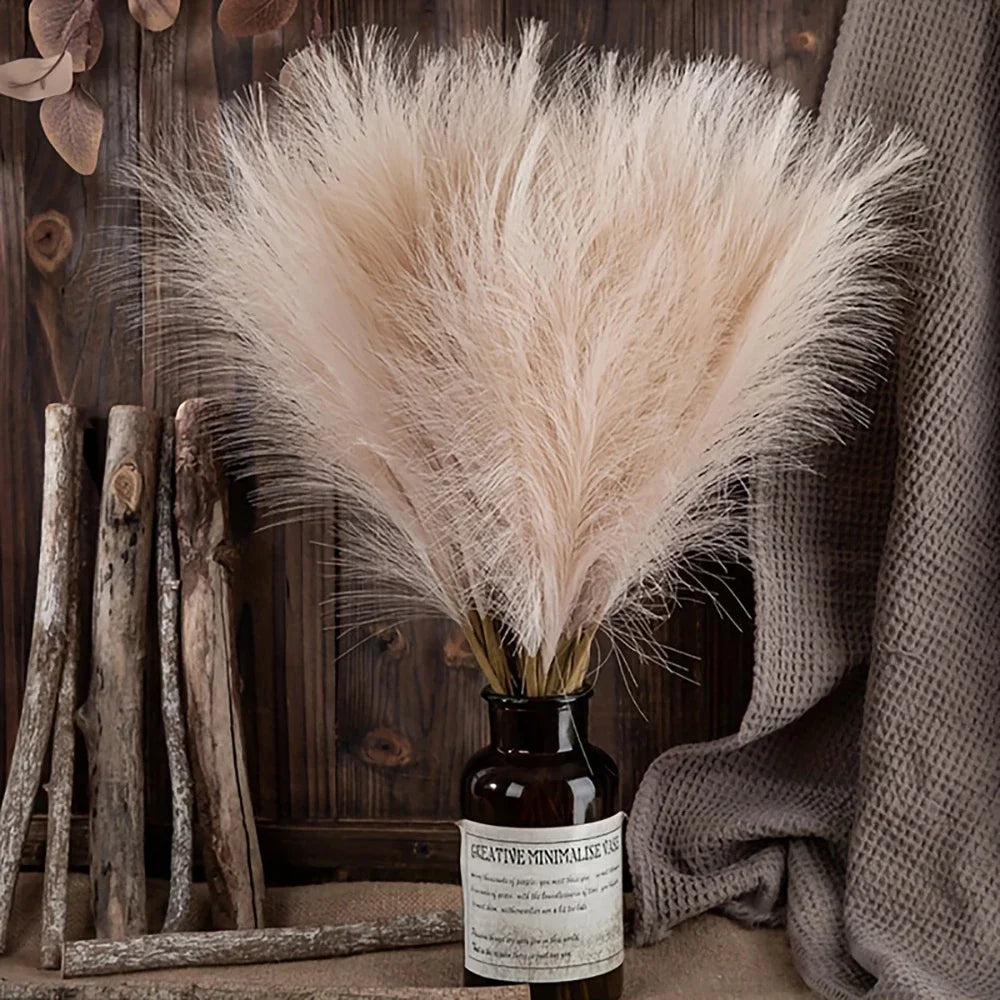 10pcs Faux Pampas Grass, Pampas Grass For Floor Vase, Pampas Grass Decor Tall For Vase Fillers, Boho Rustic Farmhouse Home Decor Oasis Select