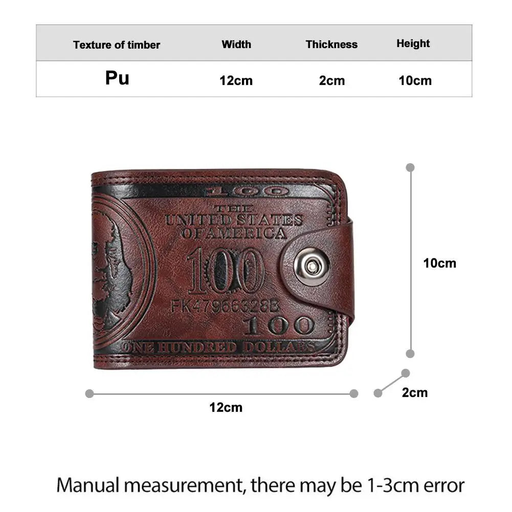 NEW Vintage 100 US Dollar Pattern Men's Wallets Zipper Multi-Functional Leather Wallet Hasp Coin Purse Men Gift Oasis Select