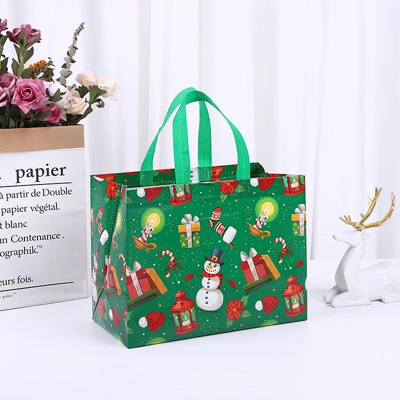Christmas Gift Bag Santa Elk Snowflake Design Tote Packaging Bag Thickened Fabric Waterproof Large Capacity Candy Present Bags Oasis Select 02 32 x 25 x 17cm