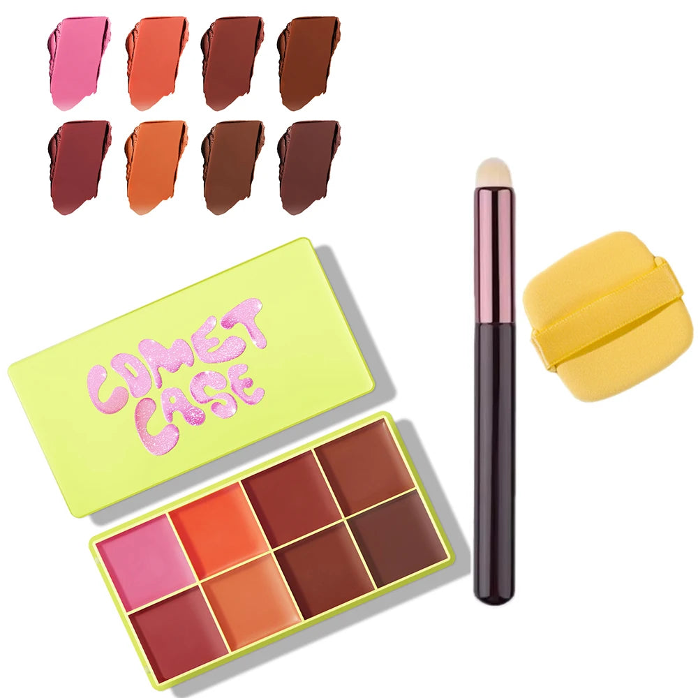 Multi Cream Eyebrow Blush Highlighter Palette Long Wearing Eyeshadow Palette Matte Shimmer Finish With Free Brush & Powder Puff Oasis Select 4Blush