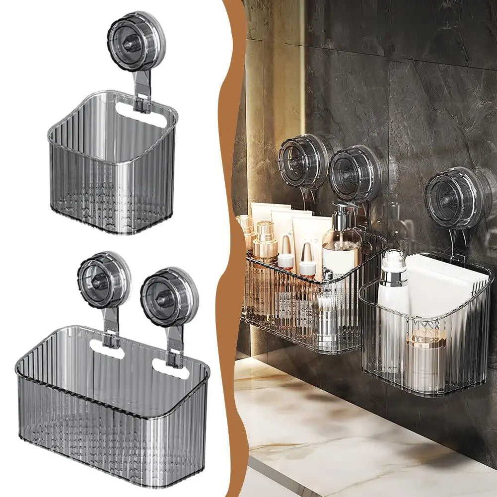 Shower Suction Cup Shelf Basket Punch-free Storage Holder Installation Bathroom Organizer Storage Rotating to Suck Remove Oasis Select