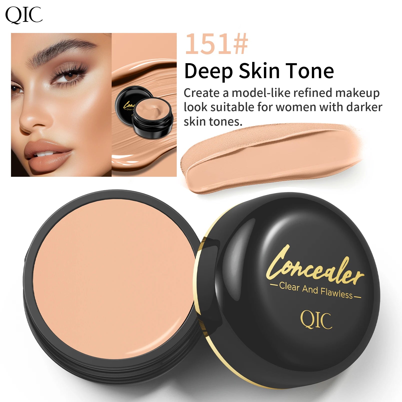 QIC Waterproof Concealer – Full Coverage, Smudge-Resistant
