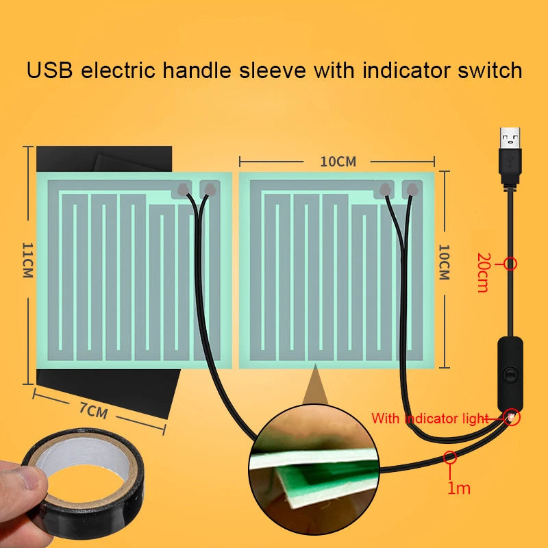 USB Heated Motorcycle Grips – Adjustable Winter Handle Warmers