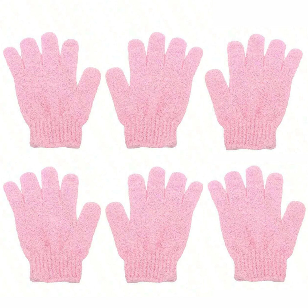 2pcs/6pcs/12pcs Reversible Exfoliating Shower Gloves, Body Scrub Gloves, ,Cleansing Tools Bath Towel Bath Products Back Scrub Oasis Select 6pcs pink
