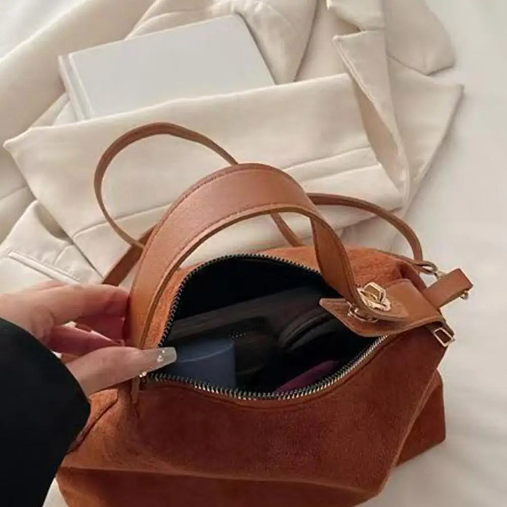 Vintage Suede Shoulder Bag Women's Matte Underarm Bag Retro Hobo Handbag Fashion Simple Casual Crossbody Bag for Girls Oasis Select