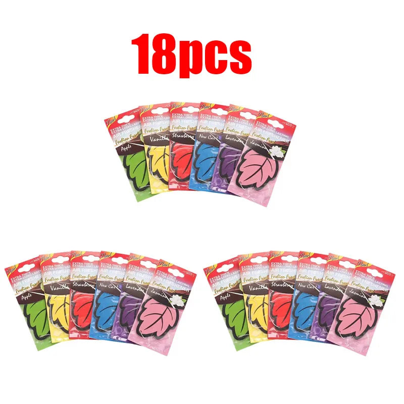 6/12/24/36pcs Mix Car Air Freshener Natural Scented Tea Paper Auto Hanging Perfume Fragrance Leaf Shape Car Accessories Oasis Select 18pcs