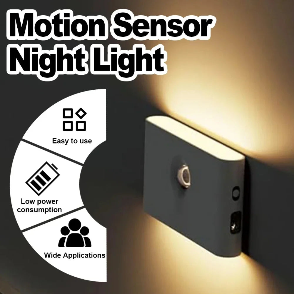 3000k Led Wall Lamp Night Light Motion Sensor Wireless Magnetic Rechargeable Torch ABS Smart Bedroom Lantern Corridor Bedside Oasis Select