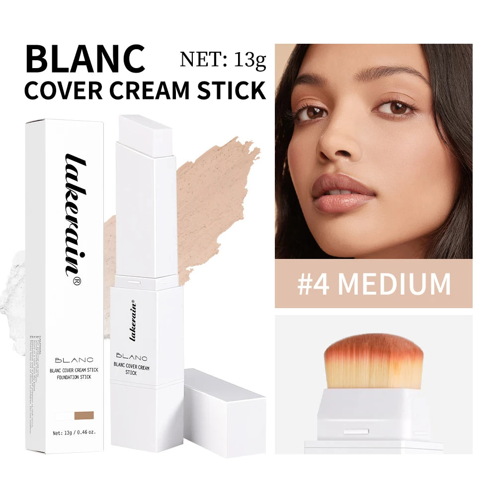 Color-changing Foundation Stick Blanc Foundation Korean Makeup Base High Coverage Concealer Natural Nude 2 IN 1 Foundation Stick Oasis Select 4medium