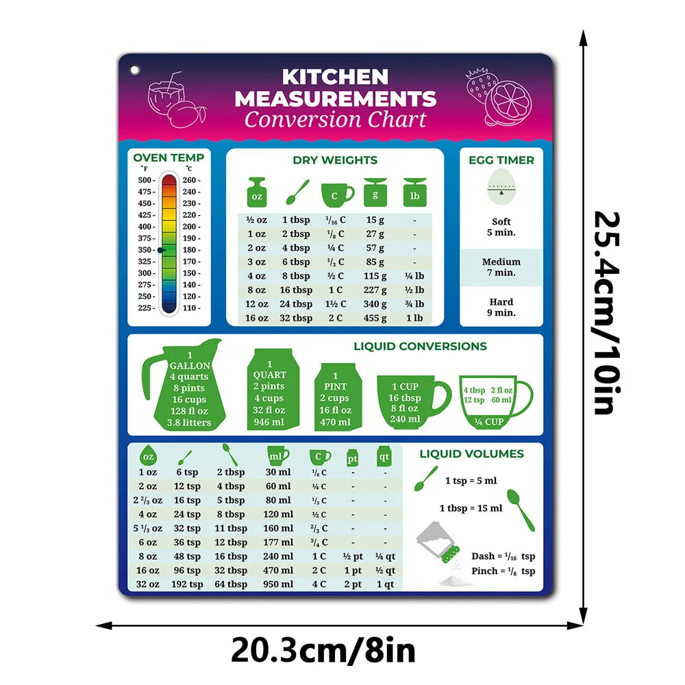 Kitchen Conversion Magnetic Sticker Fridge Mounted Measuring Guide Metal Kitchen Helper for Daily Cooking Use Oasis Select JSTY496