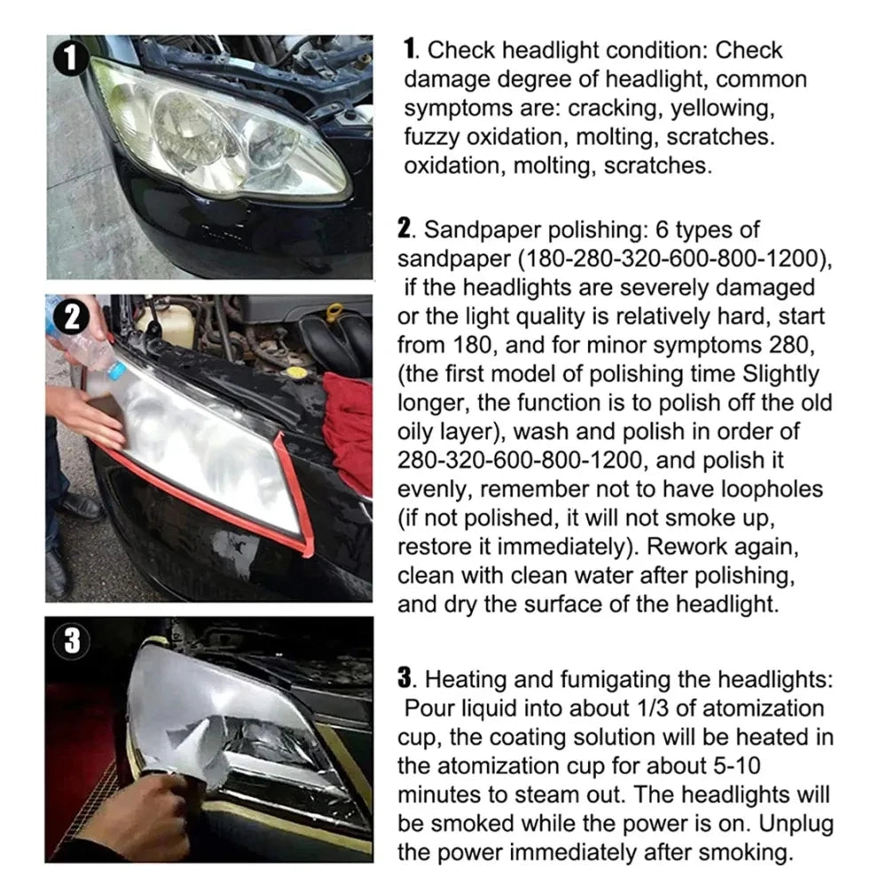 Car Headlight Restoration Kit Headlights Liquid Polymer Repair Polish Kit Headlamp Anti-Scratch Detailing Cleaning Maintenance Oasis Select