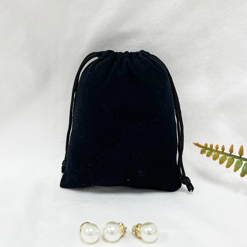 10pcs Black Velvet Cloth Jewelry Pouches Velvet Drawstring Bags Christmas Candy Gift Bag Pouch for Wedding Favors Gifts Supplies Oasis Select