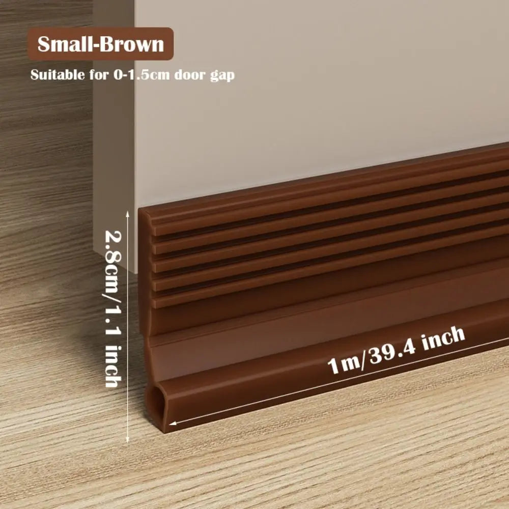 Soundproof Door Bottom Sealing Strip Self-adhesive Insect Prevention Door Draft Stopper PVC 100cm Weather Stripping Bedroom Oasis Select Small-Brown