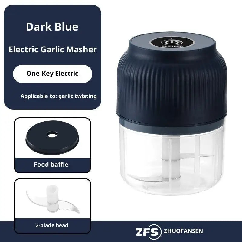 Portable Electric Garlic Masher Mini Food Processor Vegetable Chopper Meat Grinder for Kitchen Use Oasis Select Blue 2 Blade