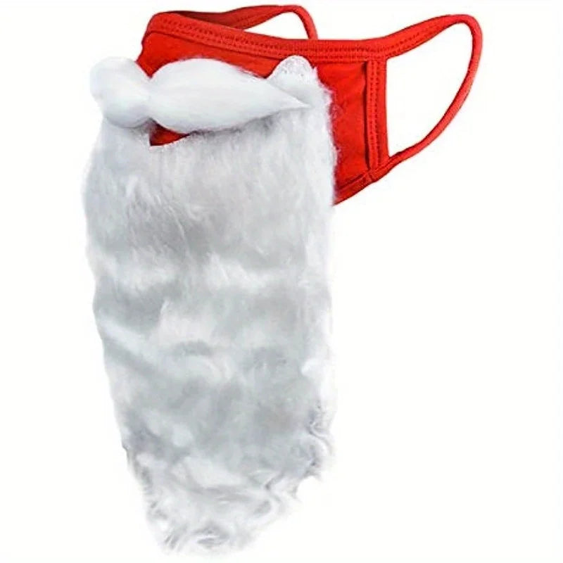 Christmas Decoration 3D Santa Claus Beard Masks Adult Unisex Funny Reusable Santa Beard Face Cover Shield for Xmas Cosplay Party Oasis Select Red