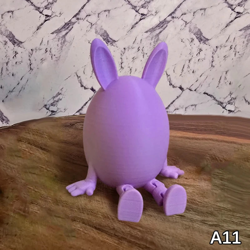 Articulated Bunny Egg Figurine Easter Decoration Movable Leg Joint Egg Statue Home Office Desktop Ornament And Gift Oasis Select A11