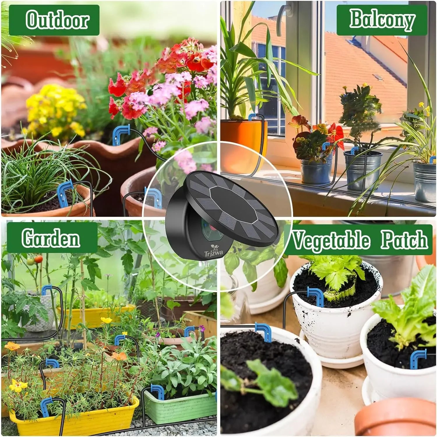 Solar Automatic Drip Irrigation System Kit for Garden Outdoor/Indoor DIY Gardening Water, Plant Watering System with Anti-Siphon Oasis Select