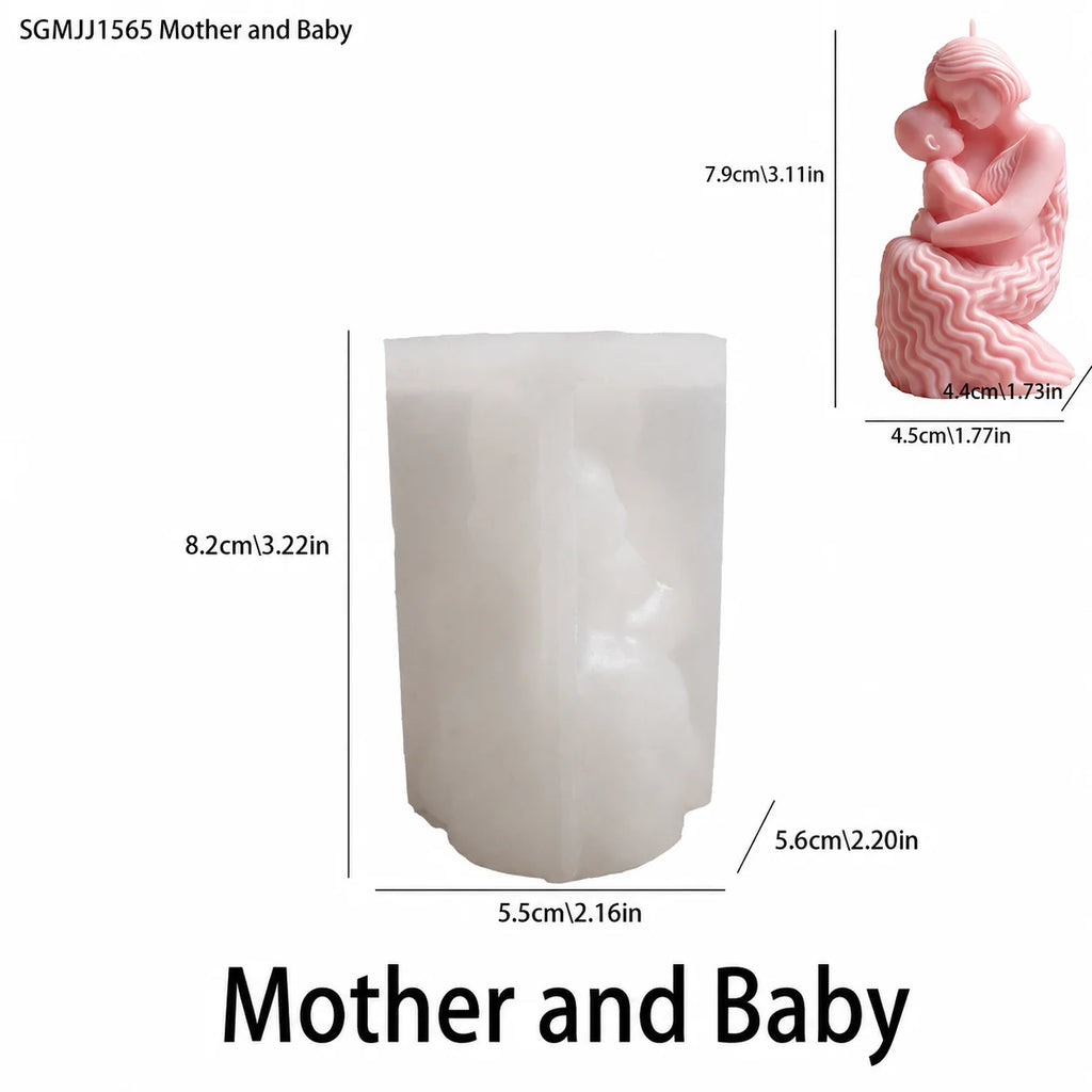 3D Mother & Baby Hug Silicone Mold | Candle & Plaster Craft