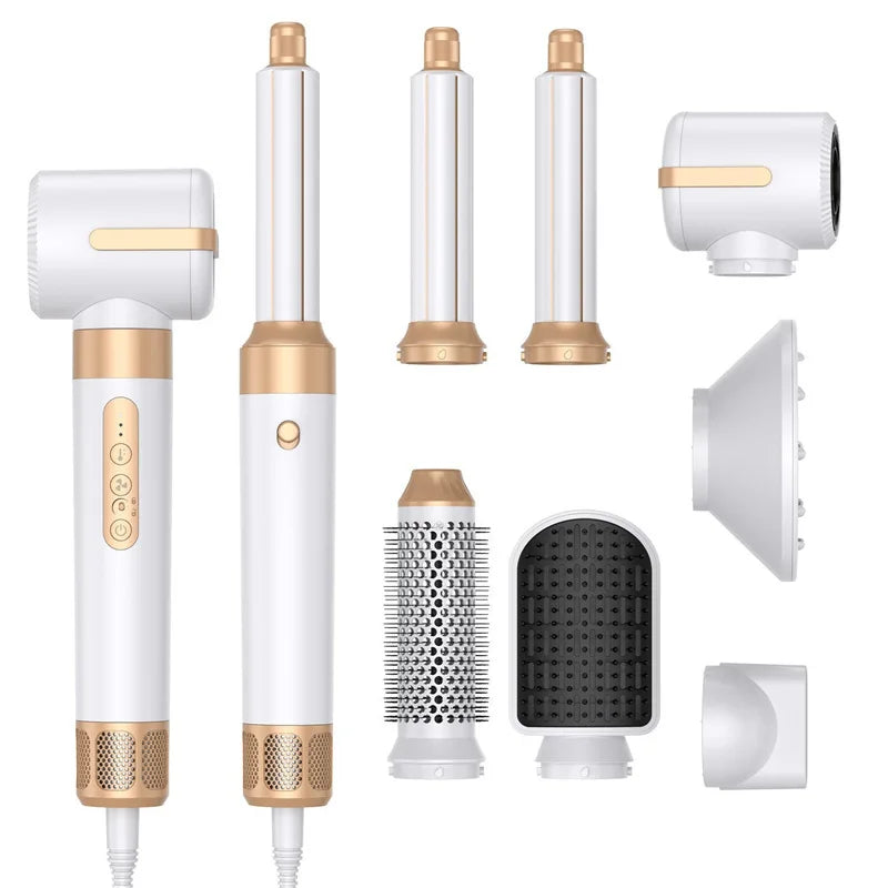 Professional 7 in 1 Auto Wrap Hair Dryer 1400W Powerful Straightener Hot Air Brush Hot Comb Multi Style High Speed Curling Iron Oasis Select white AU