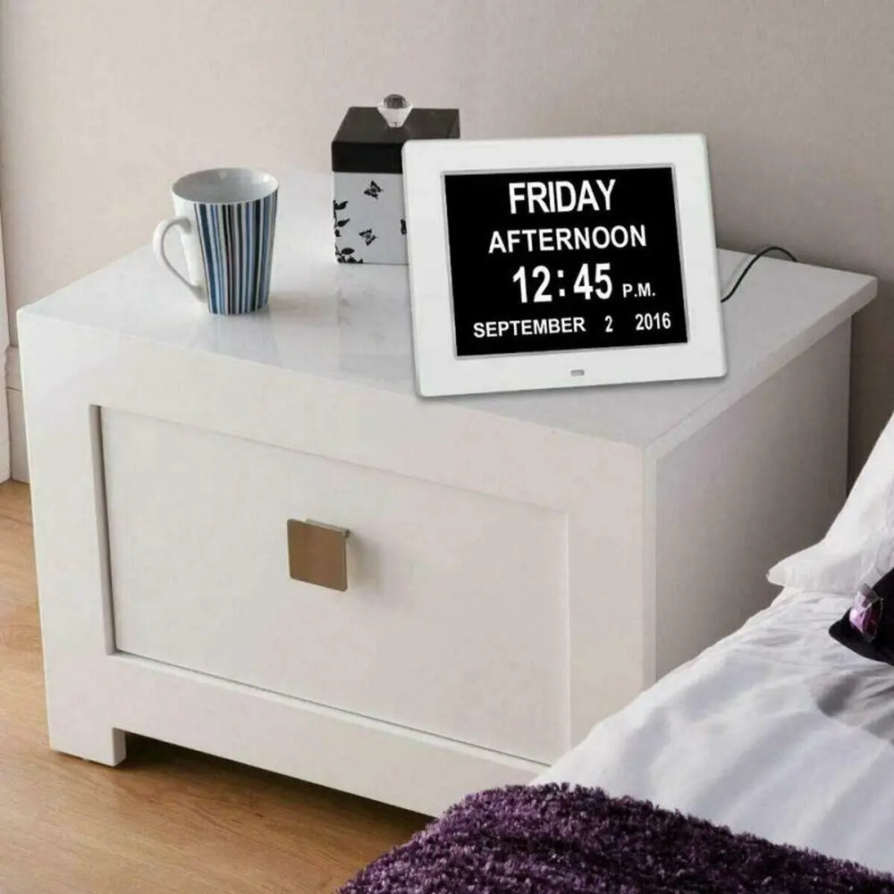 Day Month Year Date Time LCD Screen Dementia Table Home Decor Digital Clock Calendar Alarm Clock Oasis Select