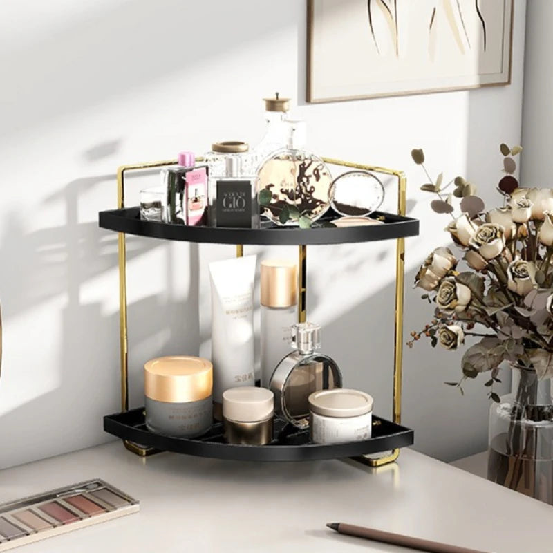 Light luxury desktop dresser rack, bathroom triangular shelf, double-layer hand wash countertop, cosmetic storage rack Oasis Select