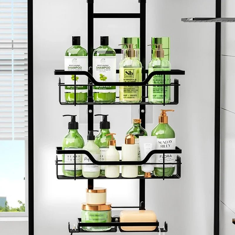 No punching bathroom rack, door rear rack, wall hanging layered hanging basket shelf, toilet shower room storage rack Oasis Select