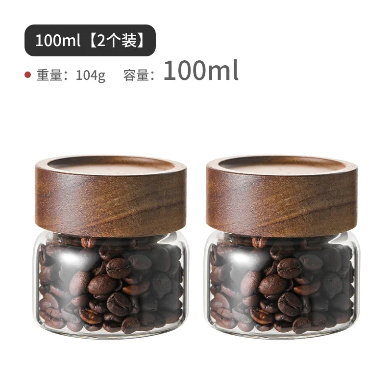 Mini Glass Sealed Jar Food Grade Coffee Powder Dispenser Bottle Portable Tea Coffee Beans Storage Small Empty Bottle Oasis Select 100ml 2pcs