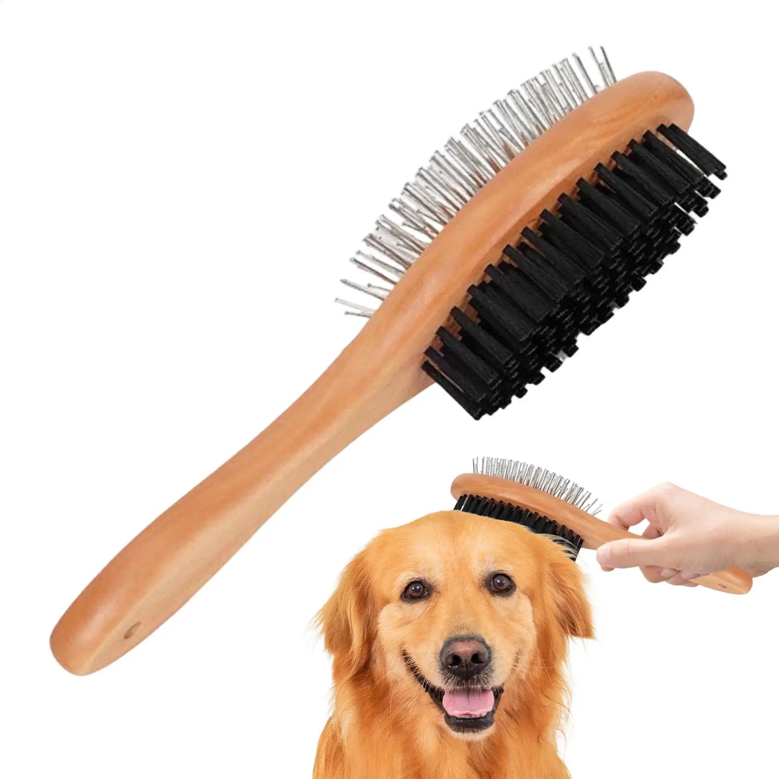 Pet Grooming Brush Double-sided Brush Comb Stainless Steel Needle Bristles Hair Brush Grooming Hair Remover Brush Pet Supplies Oasis Select