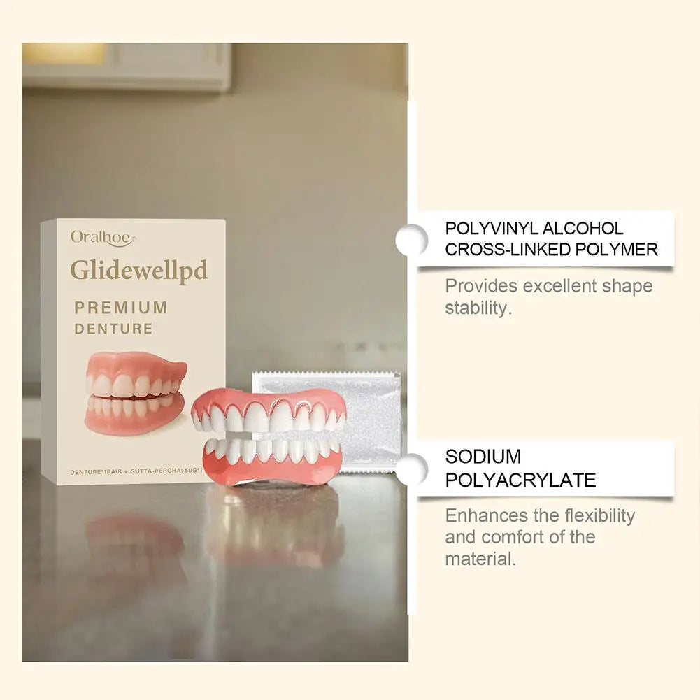 New Teeth Silicone Kit Reusable Orthodontic Appliances Upper Lower Fake Teeth Soft Decorative Comfortable Realistic Denture Set Oasis Select