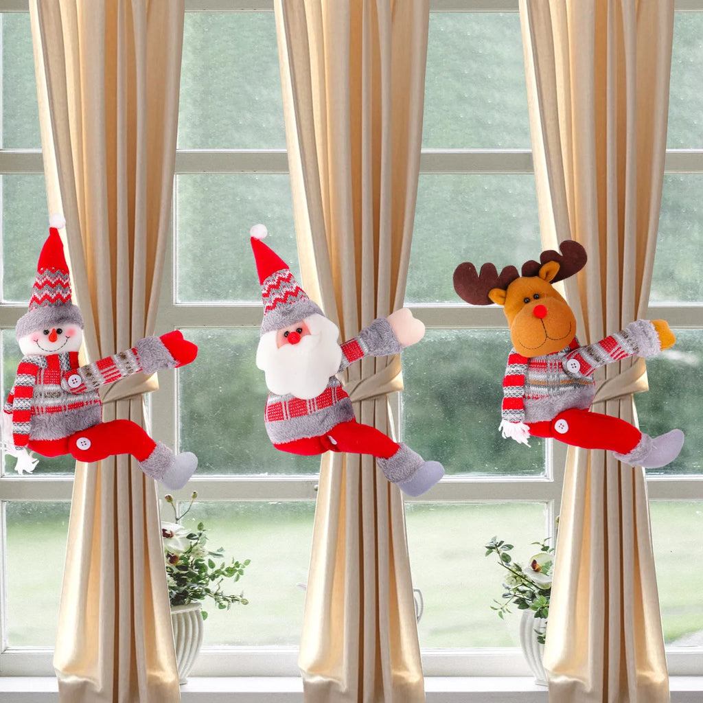 Christmas Decorations Home Curtain Decoration Buckle Cartoon Doll Holding Buckle Window Decoration Decoration Christmas Gifts Oasis Select