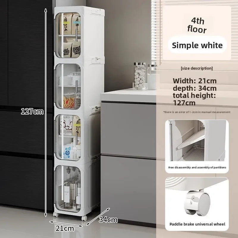 Multi-functional Crack rack kitchen locker refrigerator very narrow 21cm wide storage cabinet bathroom trolley Oasis Select