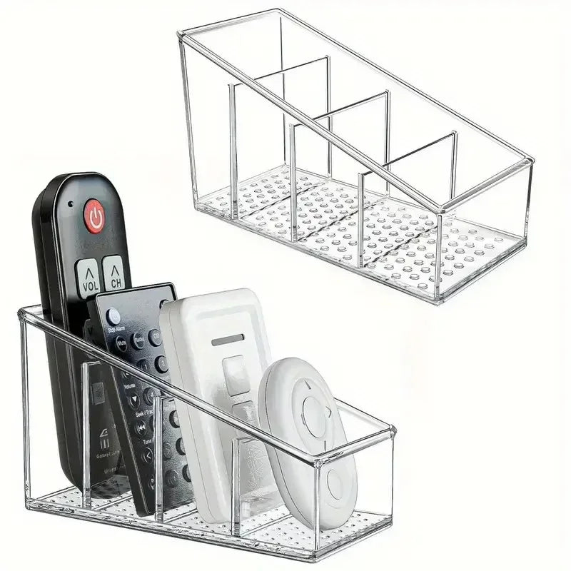 Romote Control Holder with 4 Compartments Clear Romote Holder Home Decor Kitchen Acccessories Make Up Orangizer Oasis Select 1pc