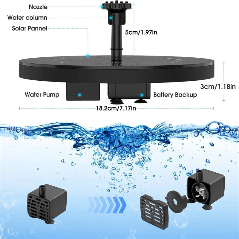Solar Water Fountain Pool Pond Waterfall Fountain Garden Decoration Outdoor Bird Bath Solar Powered Floating Water Pump Oasis Select
