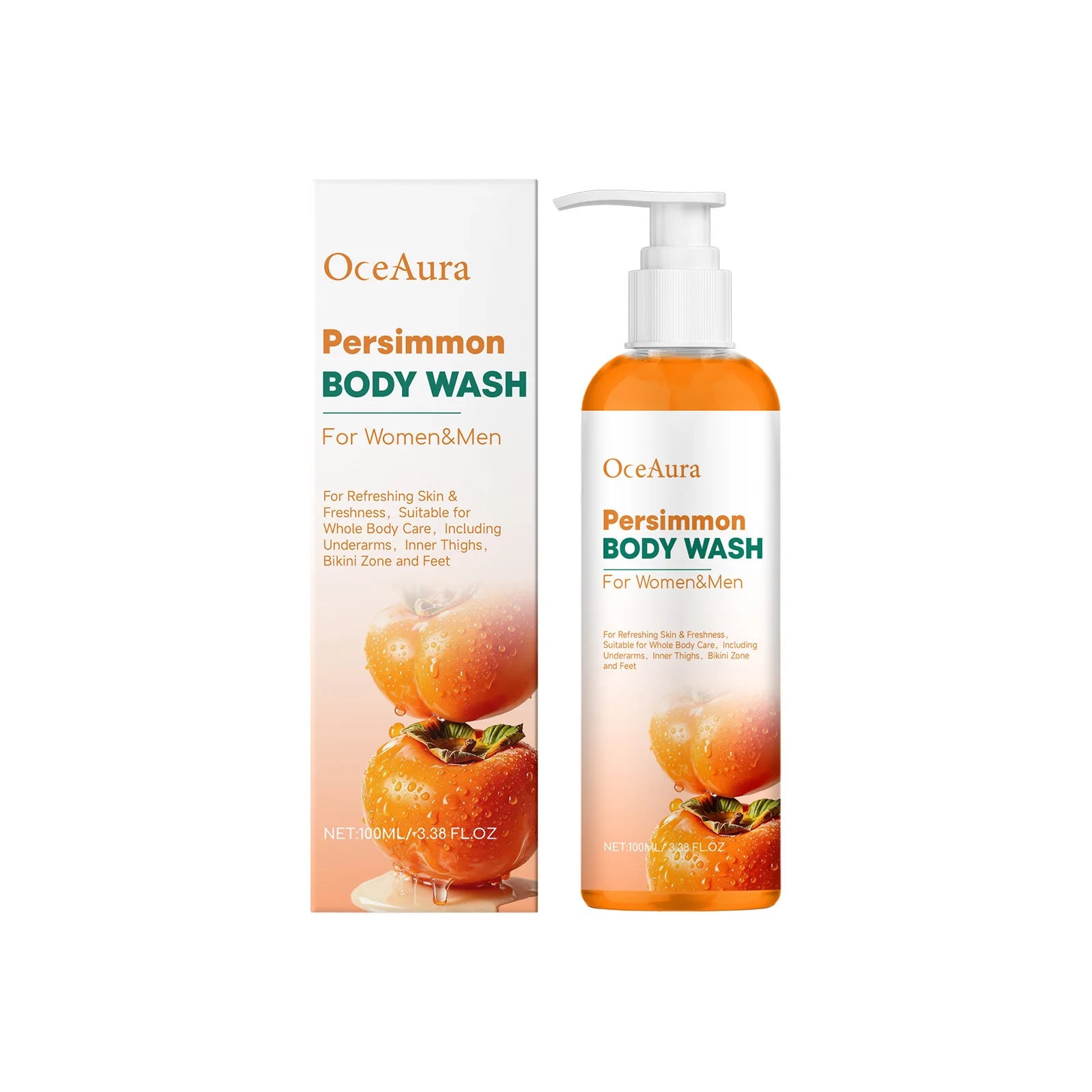 OceAura Persimmon Shower Gel – Odor Control & Brightening Body Wash Oasis Select