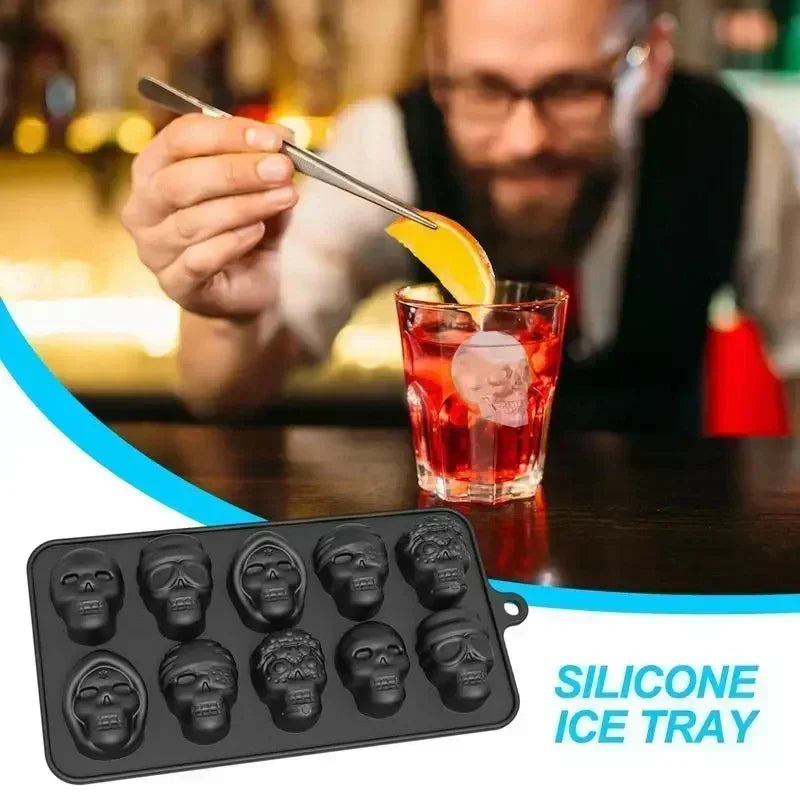 Skull Ice Cube Mold 10-Grid Skull Ice Mold for Halloween Kitchen Tools Reusable Making Accessory for Chocolate Ice Cream And Oasis Select