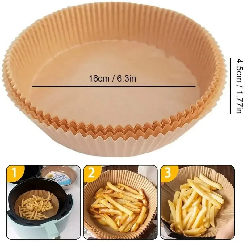50/100/200pcs Disposable Air Fryer Paper Round/Square Special Paper Food Silicon Oil Paper Air Fryer Liners Baking Paper Oasis Select