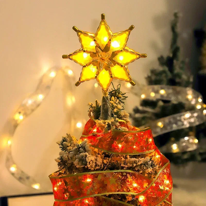 LED Christmas Decorative Lamp Star Lantern Christmas Tree Topper Gold Star Tree Topper Christmas Tree Overhead Light Oasis Select