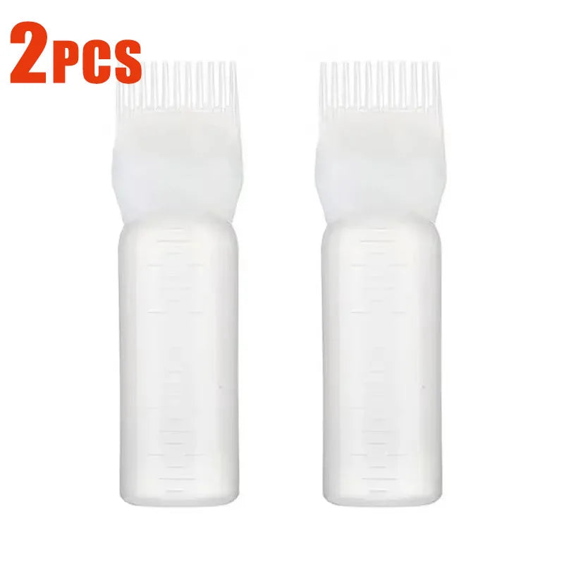 1/2/3Pcs Multicolor Plastic Hair Dye Refillable Bottle Applicator Comb Dispensing Salon Hair Coloring Hairdressing Styling Tool Oasis Select White-2pcs